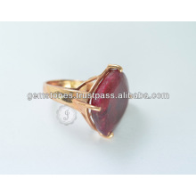 Natural Rose Gold Margo Gemstone Bezel Rings, Wholesale Vermeil Bezel Jewelry Rings Supplier